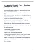 Construction Materials Exam 2 Questions with Correct  Answers