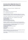Construction Materials Exam &num;2 Questions with Correct Answers