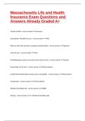 Massachusetts Life and Health Insurance Exam Questions and Answers Already Graded A&plus;