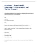Oklahoma Life and Health Insurance Exam Questions and Verified Answers