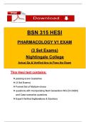 Nightingale BSN HESI 315 Pharmacology V1 Exam &ndash; &lpar;3 Version Exams&rpar; 2025 Actual Qs & Ans to Pass the Exam&comma; 100&percnt; Verified