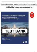 American Government&colon; Political Development and Institutional Change&comma; 12th Edition &ndash; Cal Jillson &ndash; Complete Test Bank &lpar;Chapters 1&ndash;16&rpar;
