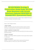 NR 220 Wildlife Ecology & Conservation Study Guide OA Final Exam Questions with Correct Solutions&vert;&vert; Updated 2025&sol;2026 A&plus; Graded&vert;&vert;100&percnt; Guaranteed Pass&excl;&excl;&excl;