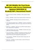 NR 220 Wildlife OA Final Exam Questions with Correct Solutions&vert;&vert; Updated 2025&sol;2026 A&plus; Graded&vert;&vert;100&percnt; Guaranteed Pass&excl;&excl;&excl;