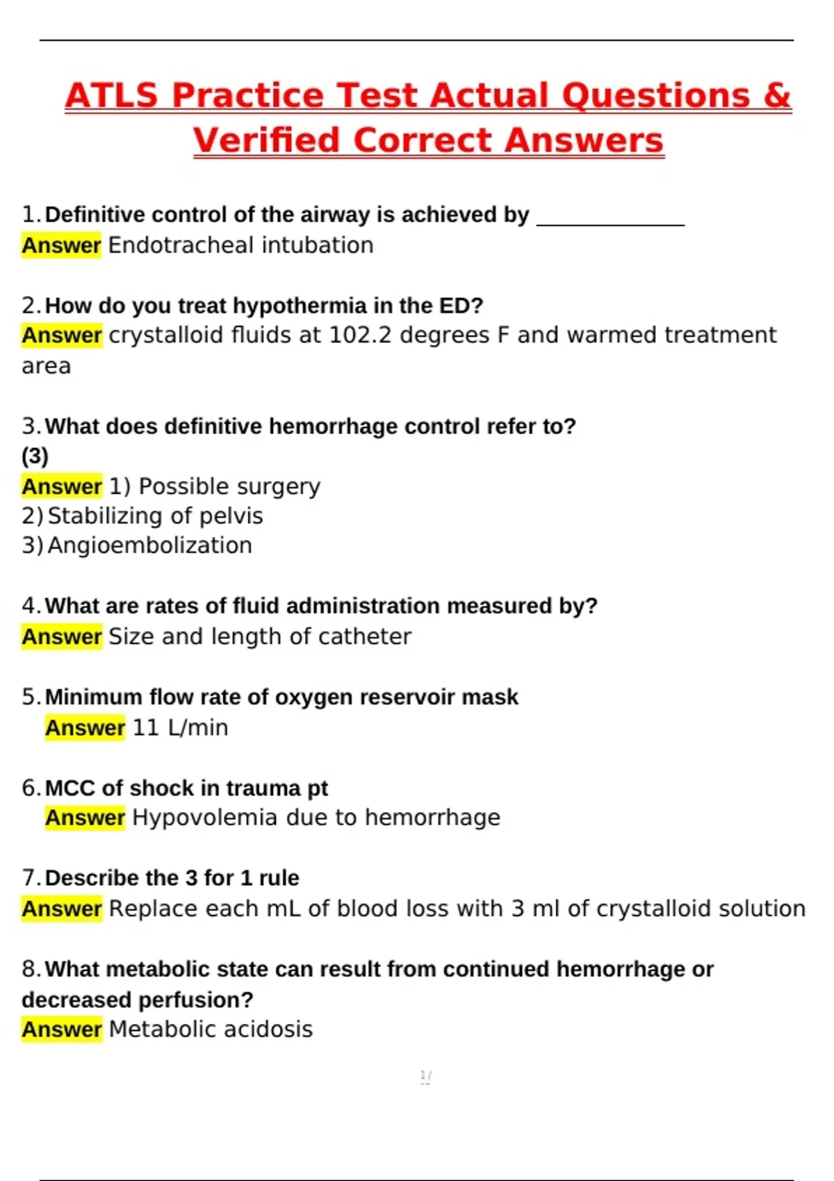 ATLS Practice Test 2025 Actual Exam Questions with Verified Answers ...