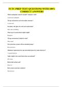 FCTC PREP TEST QUESTIONS WITH 100&percnt; CORRECT ANSWERS