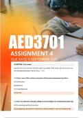 AED3701 Assignment 4 &lpar;FULL ANSWERS&rpar; Semester 2 2025 - Due 8 September 2025