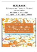 TEST BANK  Philosophies and Theories for Advanced   Nursing Practice  4th Edition by Butts & Rich  All Chapters 1 to 26 Chapters Complete