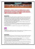 SPEECH LANGUAGE PATHOLOGY &lpar;SLP&rpar; Praxis Exam Version 1 Questions and Answers 100- Correct Graded