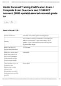 NASM Personal Training Certification Exam &vert; Complete Exam Questions and CORRECT Answers&vert; &lpar;2025 update&rpar; Assured success&vert; grade A&plus;