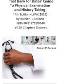 Test Bank for Bates&rsquo; Guide To Physical Examination and History Taking 14th Edition &lpar;LWW&comma; 2025&rpar; by Rainier P&period; Soriano&comma; Isbn no&semi; 9781975218348&comma; all 20 Chapters Covered