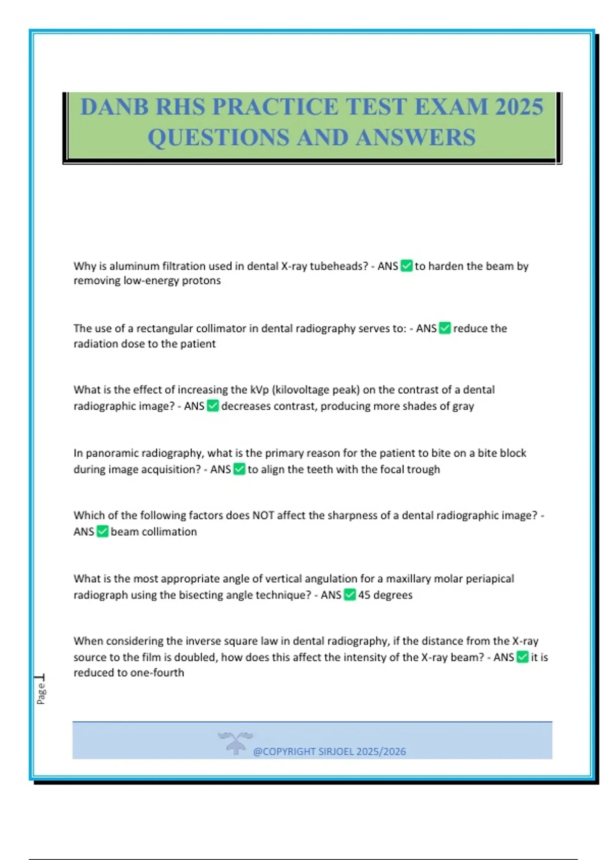 DANB RHS PRACTICE TEST EXAM 2025 QUESTIONS AND ANSWERS - DANB RHS ...