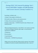 Portage PSYC 101 General Psychology Test 1  Newest 2025&sol;2026 Complete All 200 Questions  And Correct Answers &vert;Already Graded A&plus;&vert;&vert;