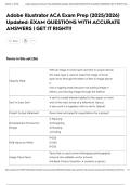 Adobe Illustrator ACA Exam Prep &lpar;2025&sol;2026&rpar; Updated&colon; EXAM QUESTIONS WITH ACCURATE ANSWERS &vert; GET IT RIGHT&excl;&excl;
