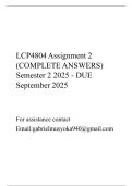 LCP4804 Assignment 2 (COMPLETE ANSWERS) Semester 2 2025 - DUE September 2025