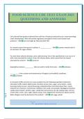 FOOD SCIENCE CDE TEST EXAM 2025 QUESTIONS AND ANSWERS