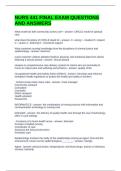 NURS 441 FINAL EXAM QUESTIONS AND ANSWERS