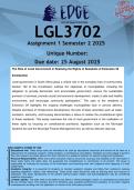 LGL3702 Assignment 1 (ANSWERS) Semester 2 2025 - DISTINCTION GUARANTEE