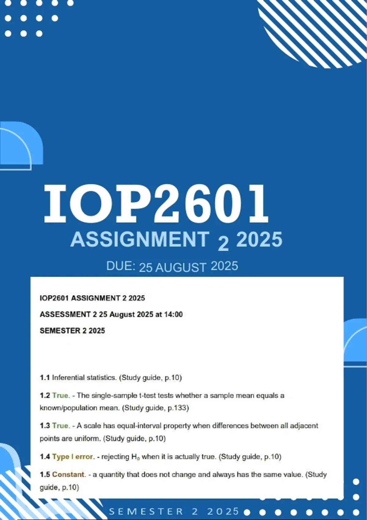 IOP2601 Assignment 2 2025 - Distinction Guaranteed _ UNISA - IOP2601 ...