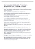 Construction Materials Final Exam Questions with Correct  Answers