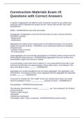 Construction Materials Exam &num;2 Questions with Correct Answers