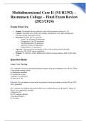 Multidimensional Care II &lpar;NUR2392&rpar; &ndash; Rasmussen College &ndash; Final Exam Review &lpar;2023&sol;2024&rpar;