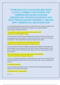 NU350 PRACTICE EXAM 2025&sol;2026 WITH  ACTUAL CORRECT QUESTIONS AND  VERIFIED DETAILED ANSWERS  &vert;FREQUENTLY TESTED QUESTIONS AND  SOLUTIONS&vert;ALREADY GRADED A&plus;&vert; BRAND  NEW VERSION&excl;&excl;&vert;GUARANTEED PASS 
