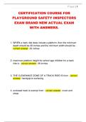 CERTIFICATION COURSE FOR  PLAYGROUND SAFETY INSPECTORS  EXAM BRAND NEW ACTUAL EXAM  WITH ANSWERS&period;