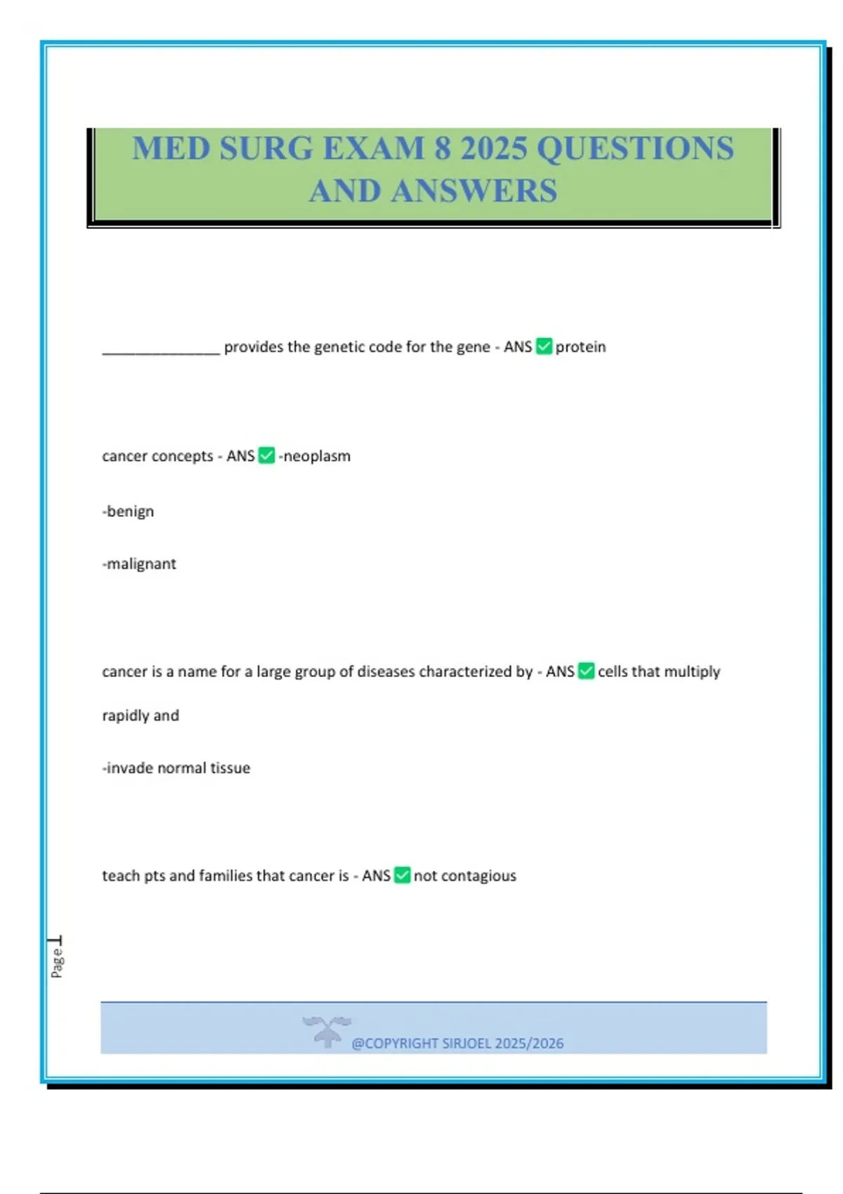 MED SURG EXAM 8 2025 QUESTIONS AND ANSWERS - MED SURG - Stuvia US