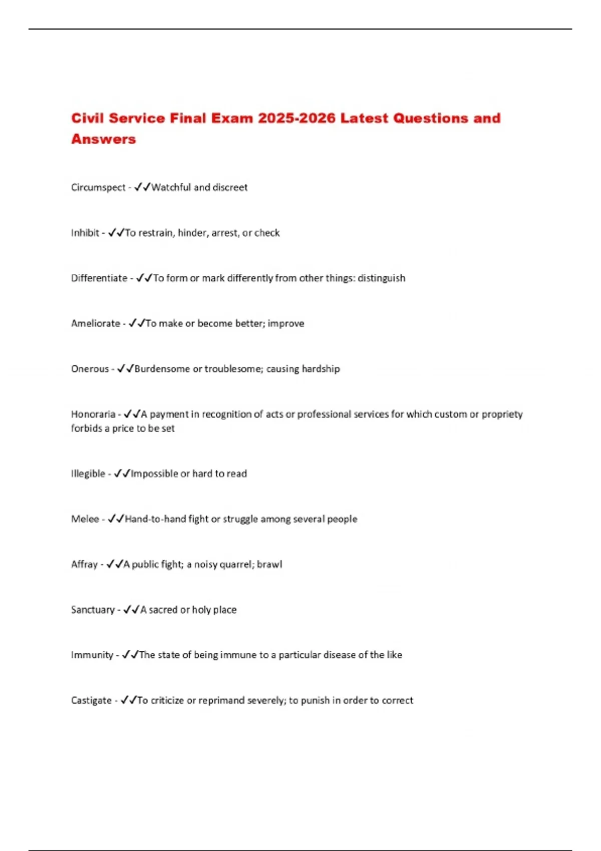Civil Service Final Exam Latest Questions and Answers - Civil service ...