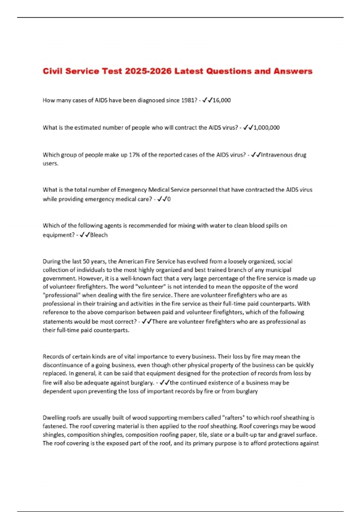 Civil Service Test Latest Questions and Answers - Civil service - Stuvia US