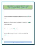 PLASTIC SURGERY EXAM 2025 QUESTIONS AND ANSWERS