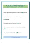 PLASTIC SURGERY EXAM 2025 QUESTIONS AND ANSWERS