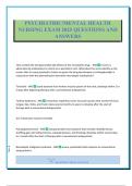 PSYCHIATRIC&sol;MENTAL HEALTH NURSING EXAM 2025 QUESTIONS AND ANSWERS