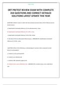 DRT PRETEST REVIEW EXAM WITH COMPLETE 350 QUESTIONS AND CORRECT DETAILED SOLUTIONS LATEST UPDATE THIS YEAR