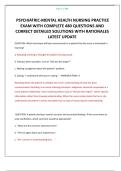 PSYCHIATRIC-MENTAL HEALTH NURSING PRACTICE EXAM WITH COMPLETE 480 QUESTIONS AND CORRECT DETAILED SOLUTIONS WITH RATIONALES LATEST UPDATE 