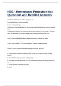 HBE - Homeowner Protection Act Questions and Detailed Answers