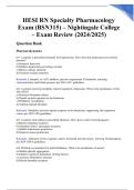 HESI RN Specialty Pharmacology Exam &lpar;BSN315&rpar; &ndash; Nightingale College &ndash; Exam Review &lpar;2024&sol;2025&rpar;