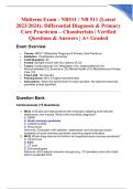 Midterm Exam - NR511 &sol; NR 511 &lpar;Latest 2023&sol;2024&rpar;&colon; Differential Diagnosis & Primary Care Practicum &ndash; Chamberlain &vert; Verified Questions & Answers &vert; A&plus; Graded