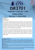 ISR3701 Assignment 1 &lpar;ANSWERS&rpar; Semester 1 2026 - DISTINCTION GUARANTEED