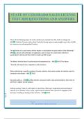 STATE OF COLORADO SALES LICENSE TEST 2025 QUESTIONS AND ANSWERS