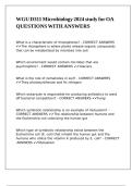 WGU D311 Microbiology 2024 study for OA QUESTIONS WITH ANSWERS