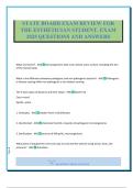 STATE BOARD EXAM REVIEW FOR THE ESTHETICIAN STUDENT. EXAM 2025 QUESTIONS AND ANSWERS