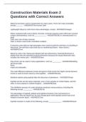 Construction Materials Exam 2 Questions with Correct Answers