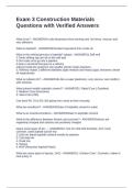 Exam 3 Construction Materials Questions with Verified Answers