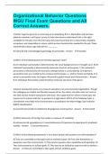 Organizational Behavior Questions WGU Final Exam Questions and All Correct Answers&period;