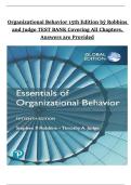 Organizational Behavior 15th Edition by Robbins and Judge &ndash; Complete Test Bank with Answers &lpar;All Chapters&rpar;