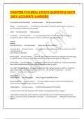 CHAPTER 7 NC REAL ESTATE QUESTIONS WITH 100&percnt; ACCURATE ANSWERS