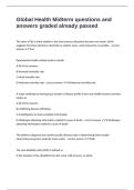Global Health Midterm questions and answers graded already passed