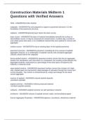 Construction Materials Midterm 1 Questions with Verified Answers